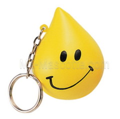 Antistress porte clés en forme de goutte jaune smiley