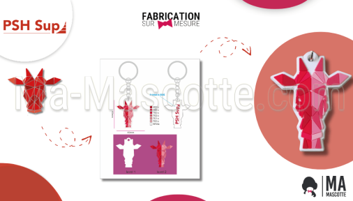 porte clés sur mesure PVC girafe psh sup