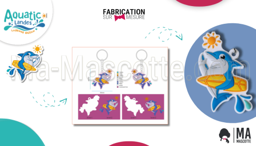 porte clés sur mesure PVC requin aquatic landes