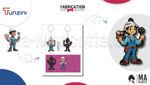 porte clés sur mesure PVC personnage plombier tunzini