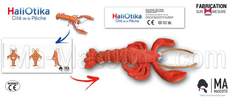 Custom Made Plush Toy norway lobster HALIOTIKA (custom made animal plush toy).
