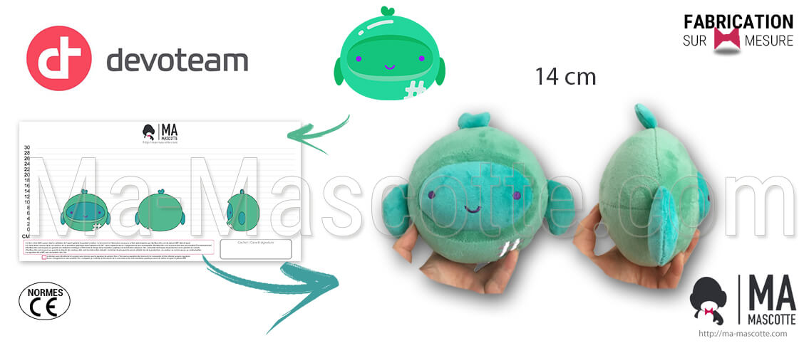 Fabrication Peluche Sur Mesure balle hashtag devoteam. Peluche Publicitaire.