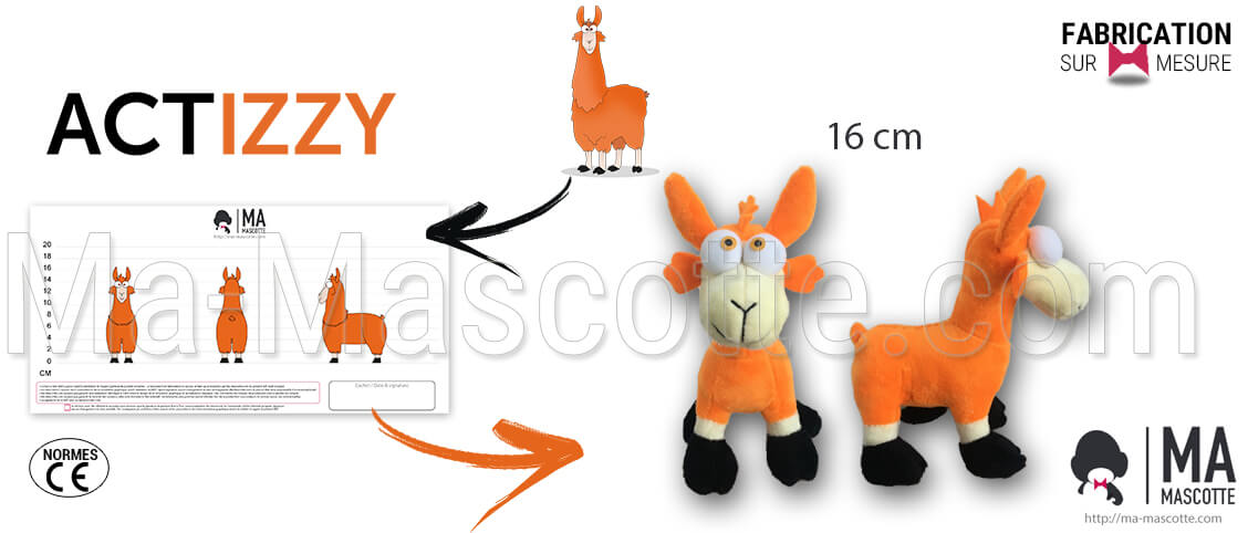 Fabrication Peluche Sur Mesure lama actizzy. Peluche Publicitaire.
