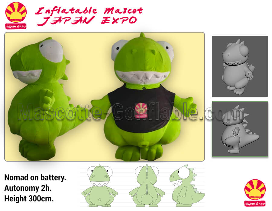 japan expo inflatable mascot costume dinosaur