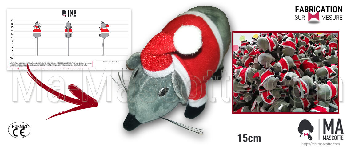 Christmas plush creation. Custom manufacturing of a Christmas mouse plush for retailers and associations.