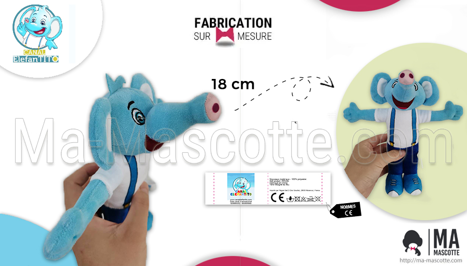 Fabrication Peluche Sur Mesure Elephant Canal (peluche animal sur mesure).