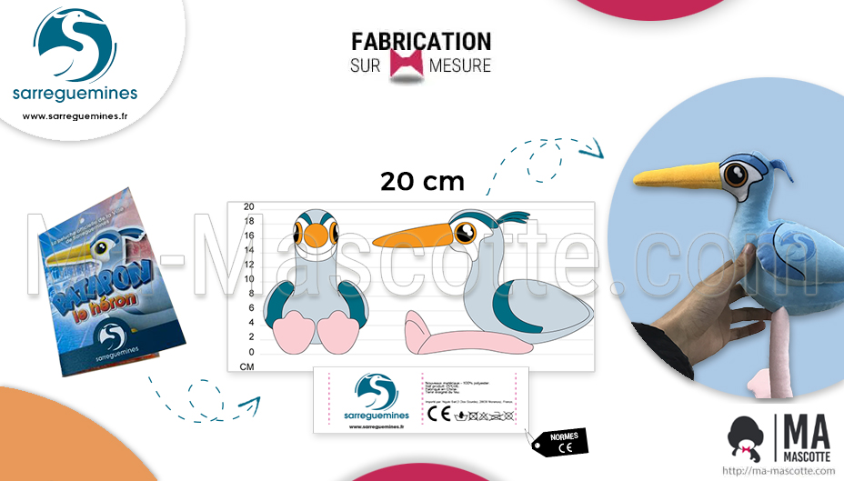 Custom made plush toy Heron (custom made animal plush toy).