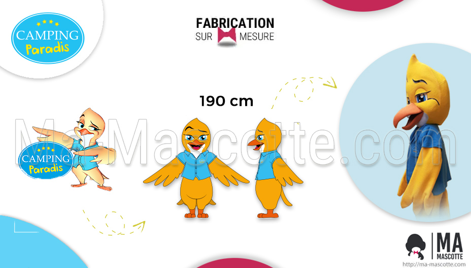 Custom bird mascot costume - Camping Paradis
