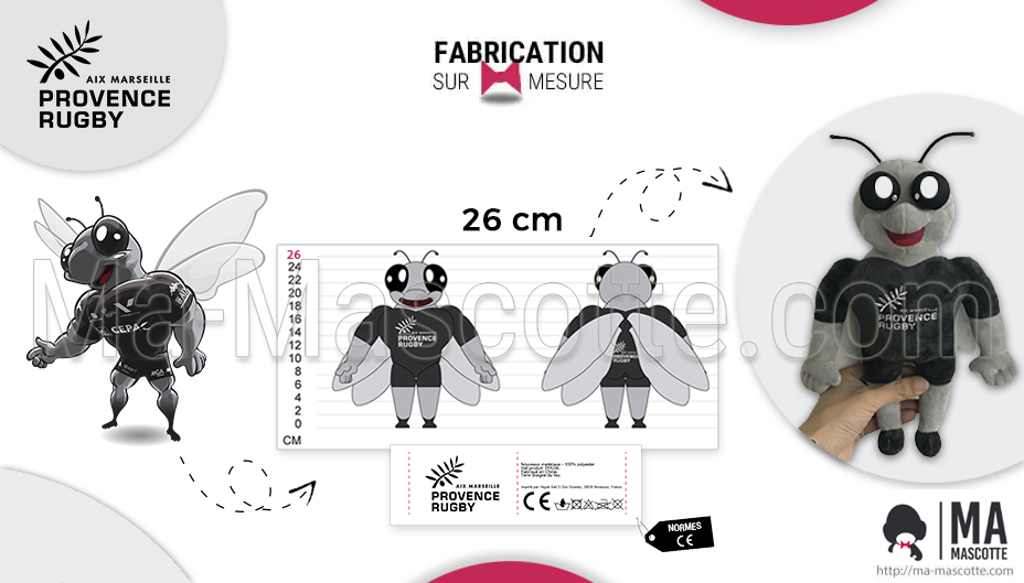 Personalized plush toy Bee for Provence Rugby