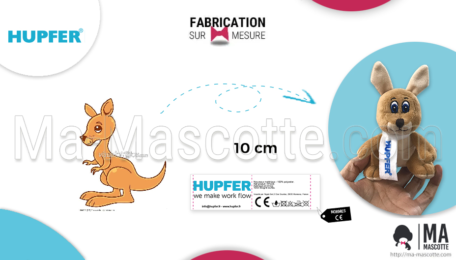 Design d'une peluche porte clés sur mesure en forme de Kangourou pour la marque Hupfer
