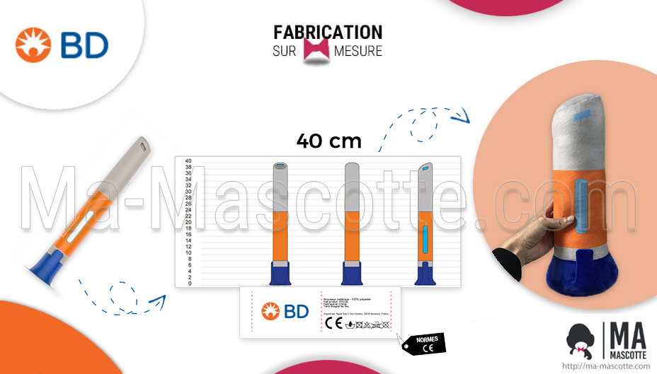 Réalisation de peluche personnalisée sur mesure d'un produit médical de chez Becton Dickinson