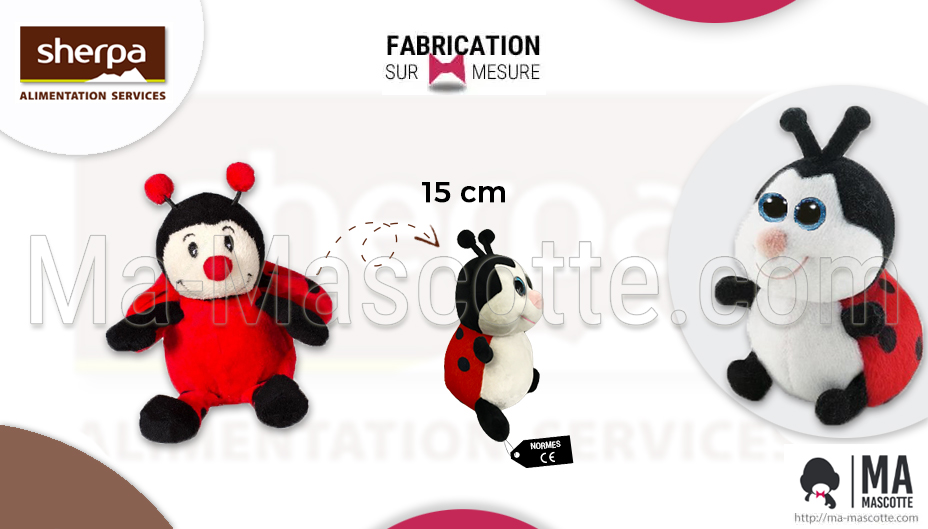 Custom made plush toy of a ladybird from Sherpa