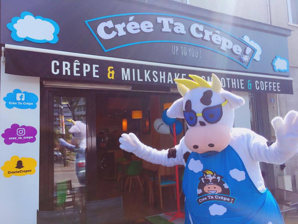 mascotte vache crée ta crepe