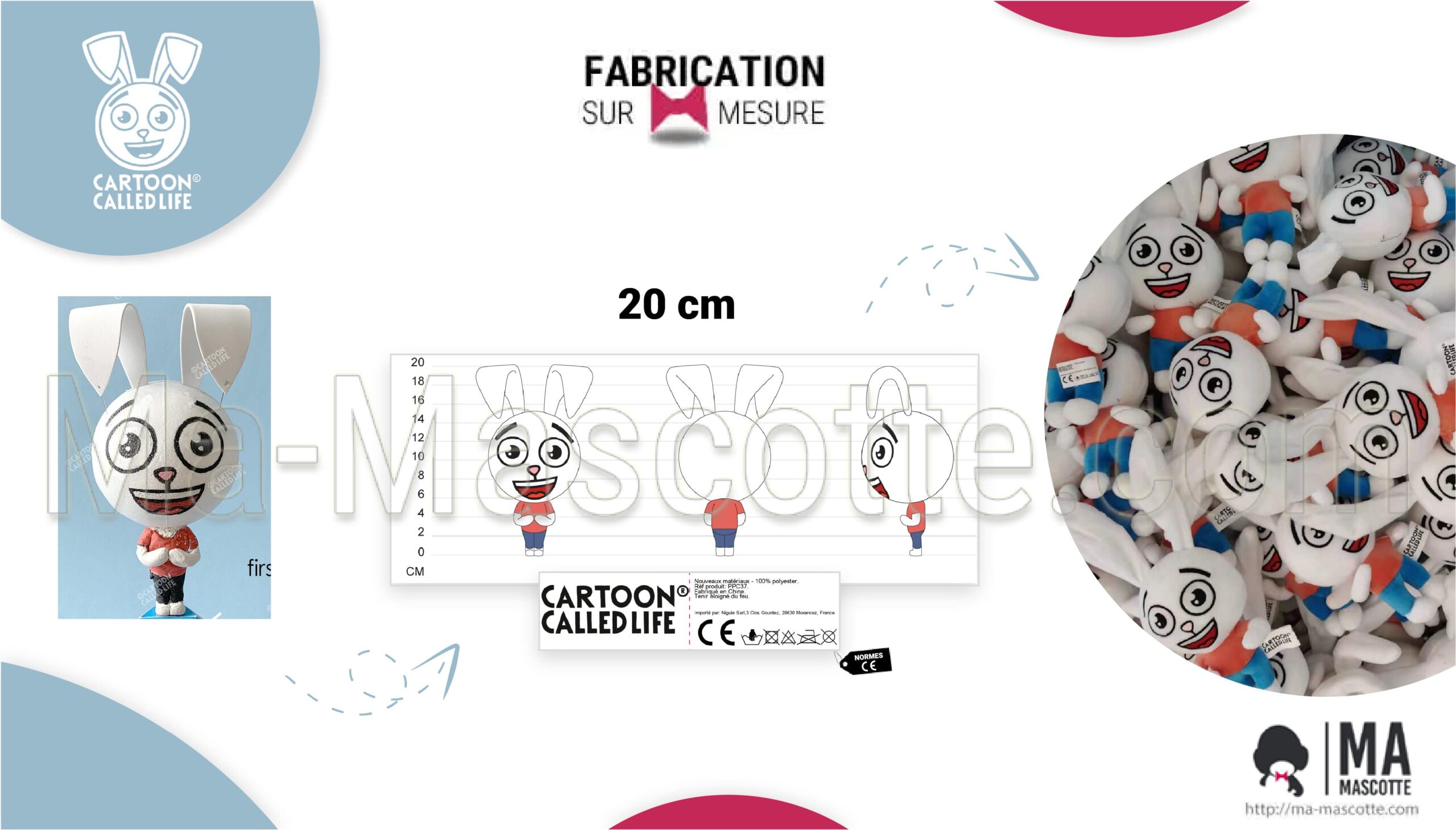 peluche sur mesure de lapin cartoon