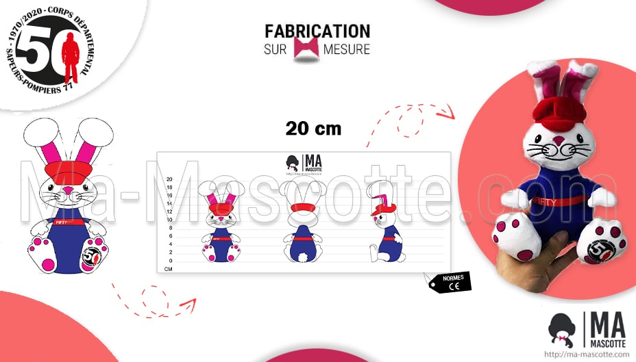 peluche lapin pompiers fabricant