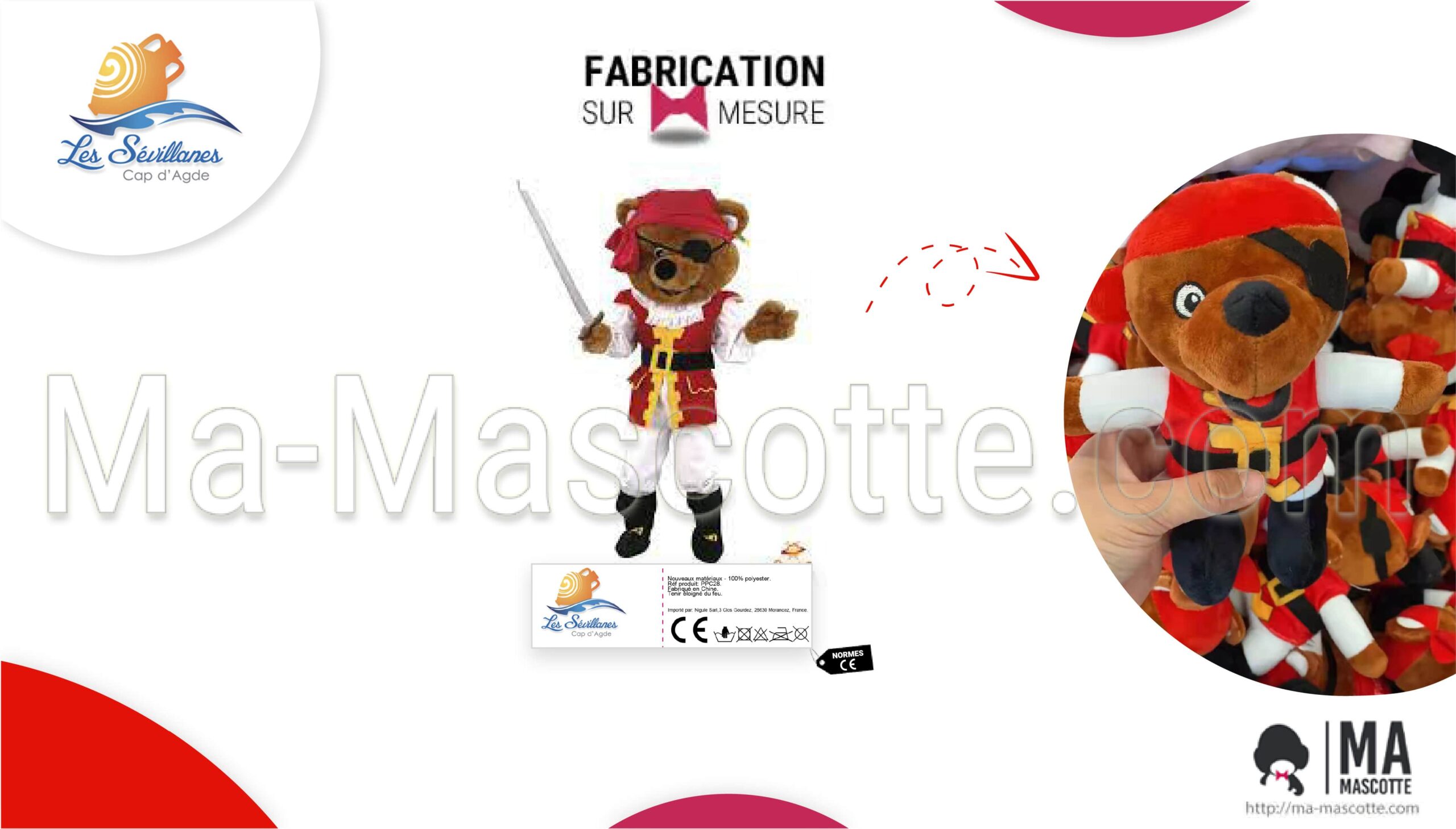 peluche sur mesure camping ours pirate