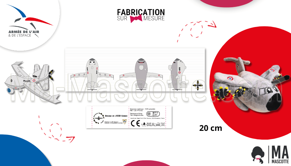 peluche sur mesure avion armée air