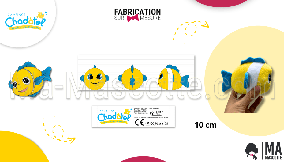 fish camping chadotel plush toy blue and yellow