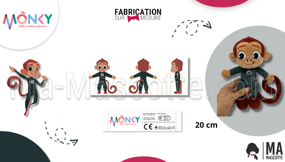 peluche sur mesure singe garçon monky